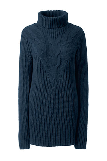Women's Lofty Cable Turtleneck Tunic Sweater from Lands' End